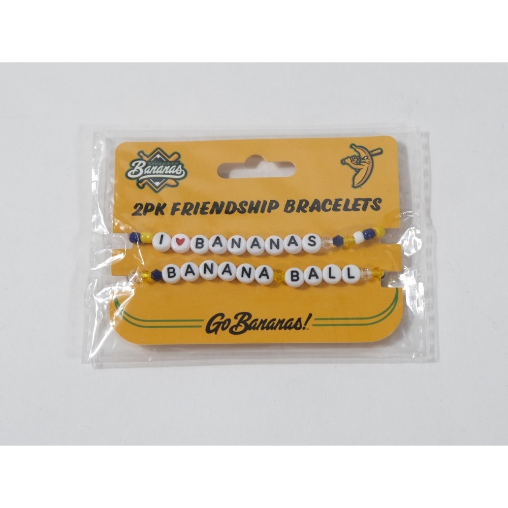 Savannah Bananas Bracelet Unisex OS Yellow I Heart Bananas Banana Ball 2PK New